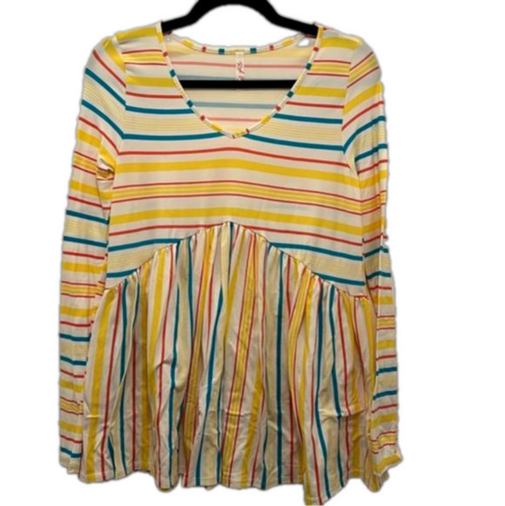 Red Lolly striped baby doll top